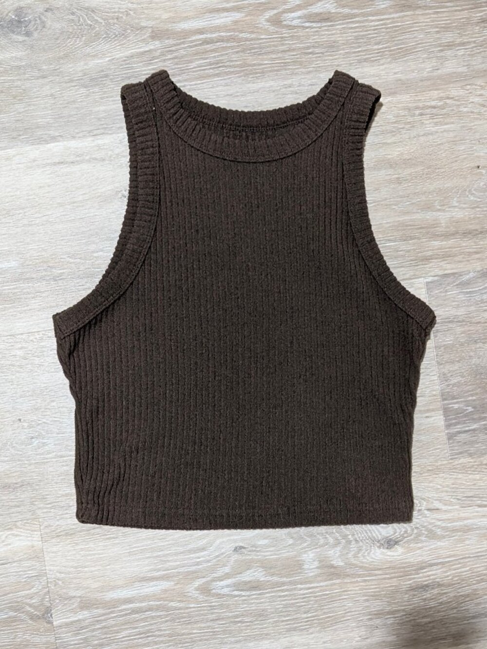 Brown Sleeveless Knit Top | Minimal Neutral Aesthetic